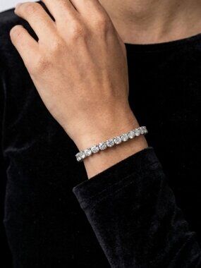 Diamond (Moissanite) Silver Tennis Bracelet 4.7CT MSRP $1300